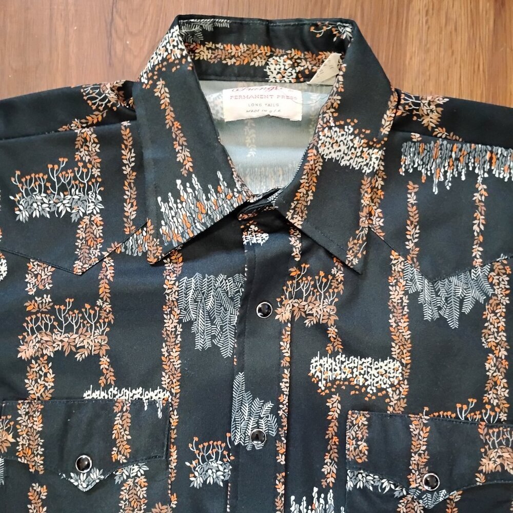 Vintage 70s Wrangler Pearl Snap Western Button Shirt Polyester